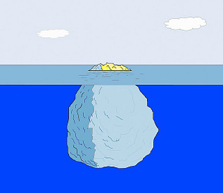 Raucherentwöhnung durch Hypnose - Bild eines Eisbergs als Modell für Bewusstsein und Unterbewusstsein